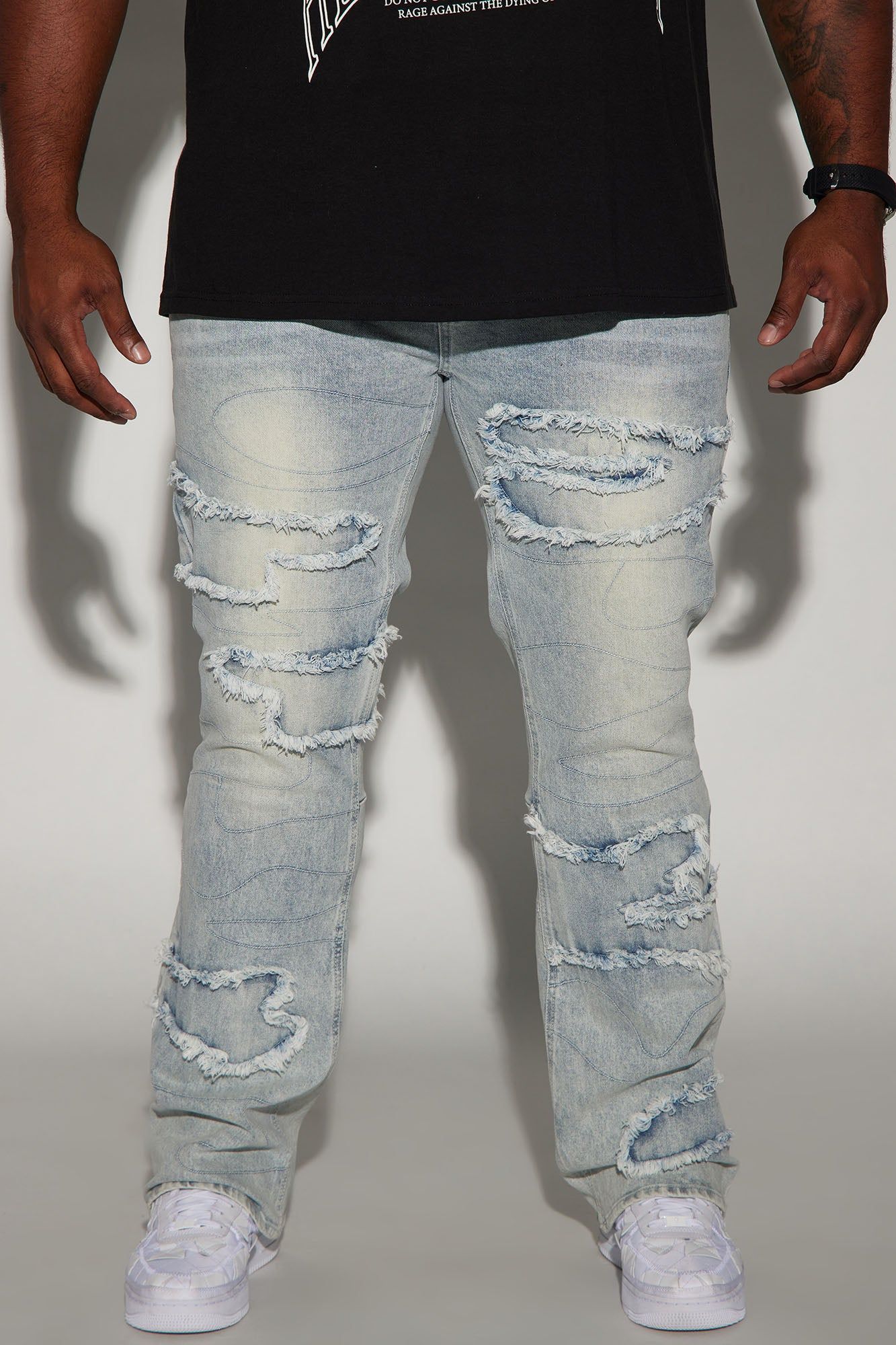 Shape It Fray Stacked Skinny Flare Jeans - Light Blue Wash sold by Fashion Nova product image thumbnail 5