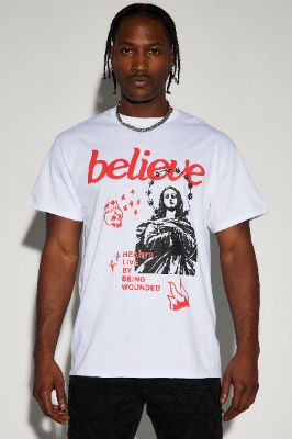 Believe Saint Short Sleeve Tee - White sold by Fashion Nova