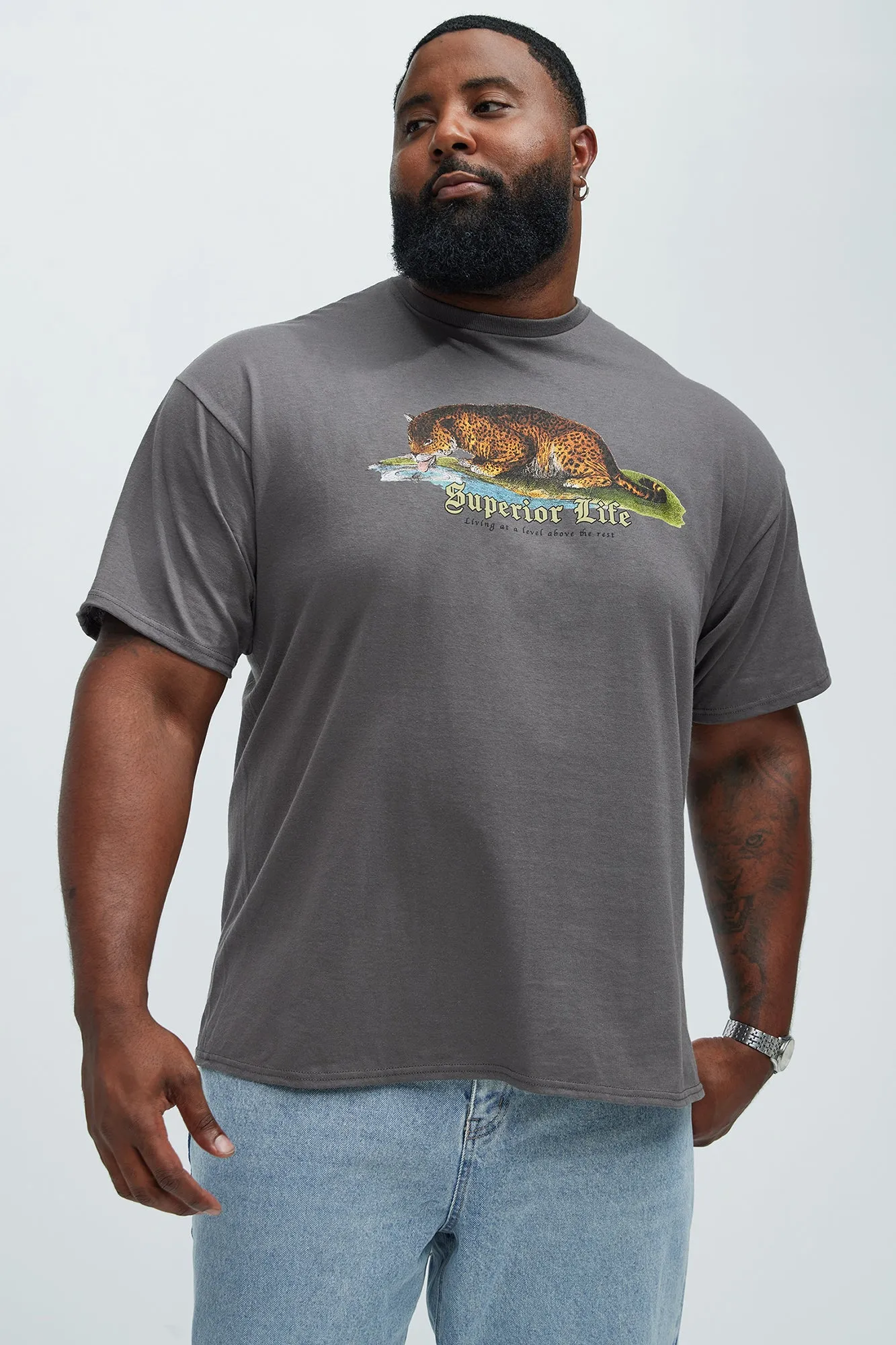 Superior Life Short Sleeve Tee - Charcoal sold by Fashion Nova product image thumbnail 4