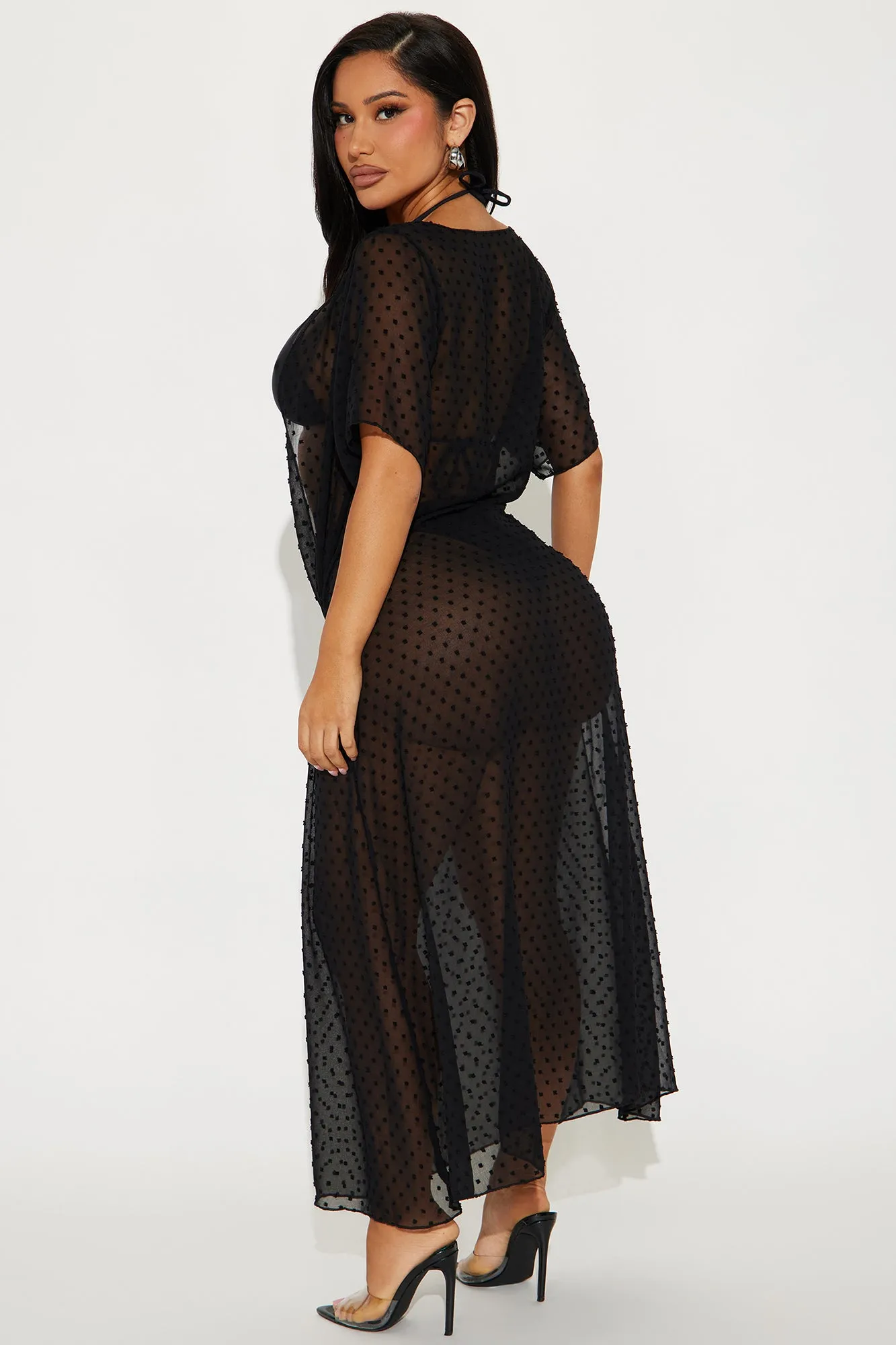 Cascading Waterfalls Mesh Cover Up Kimono - Black sold by Fashion Nova product image thumbnail 3