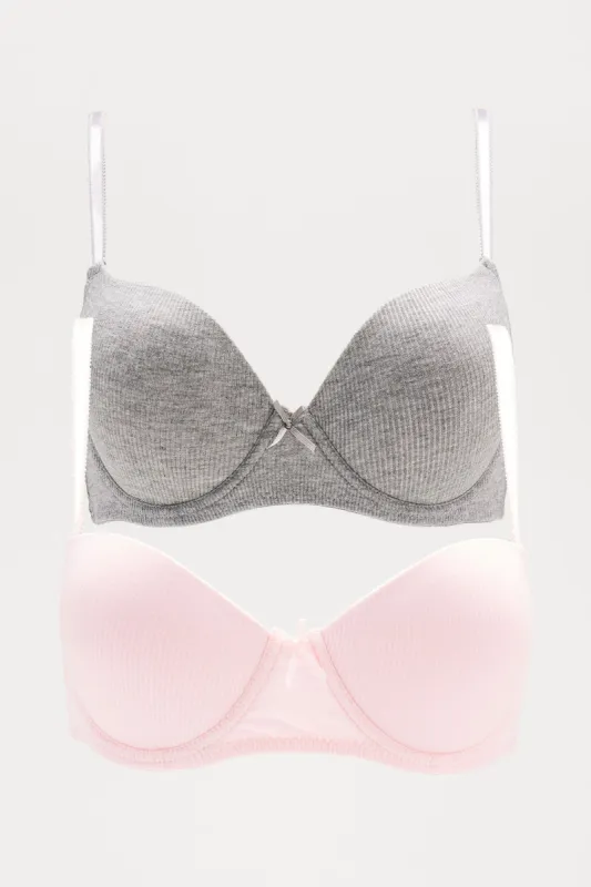 Do It Better Push Up 2 Pack Bras - Grey/combo sold by Fashion Nova