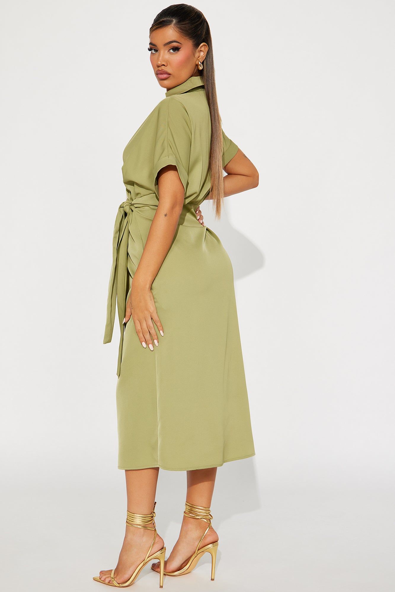 Lucy Midi Wrap Dress - Chartreuse sold by Fashion Nova product image thumbnail 3