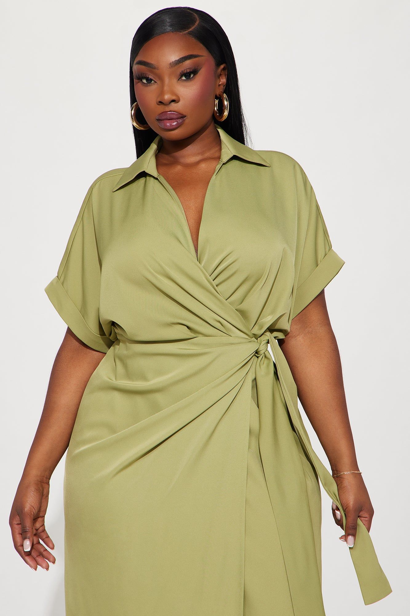 Lucy Midi Wrap Dress - Chartreuse sold by Fashion Nova product image thumbnail 5