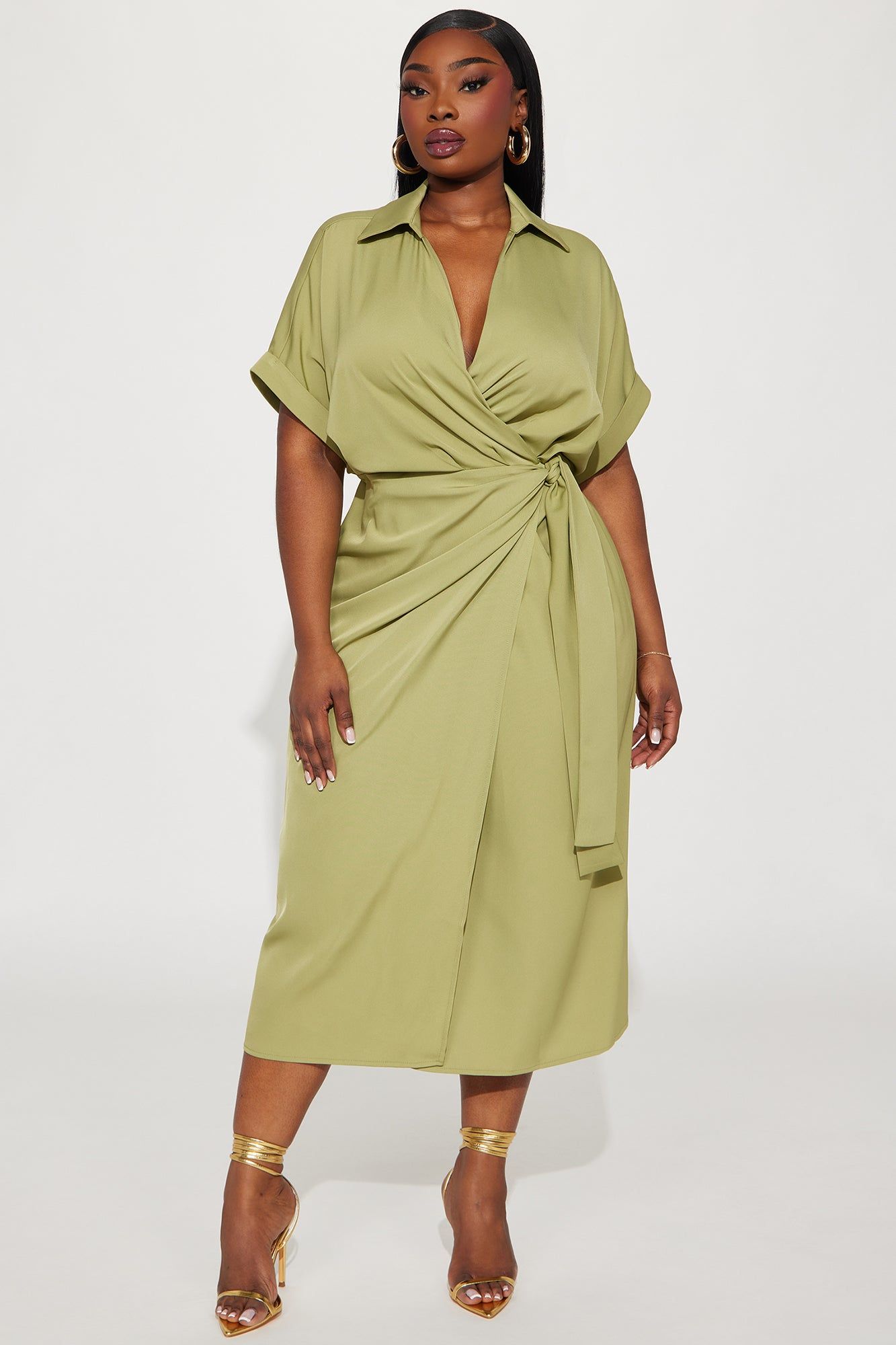 Lucy Midi Wrap Dress - Chartreuse sold by Fashion Nova product image thumbnail 4