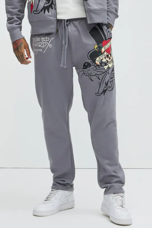 Ed Hardy Love Kills Skull Sweatpants - Grey sold by Fashion Nova