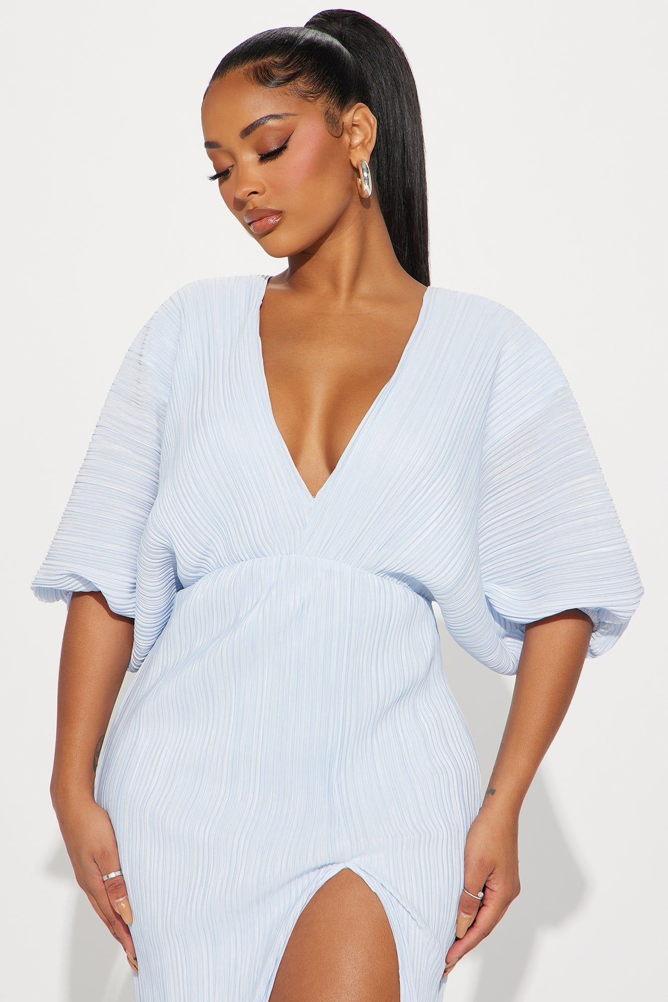 Paloma Pleated Maxi Dress - Light Blue sold by Fashion Nova product image thumbnail 2