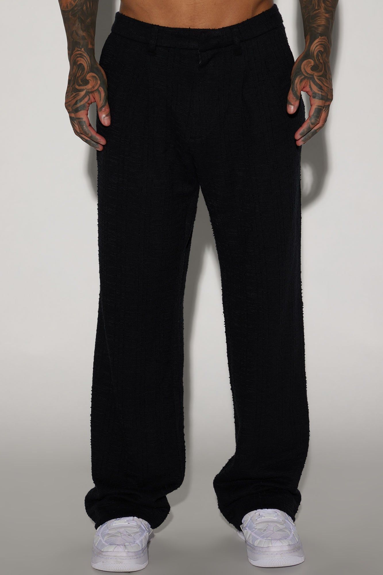 Jordan Textured Pleated Loose Trousers - Black sold by Fashion Nova product image thumbnail 3