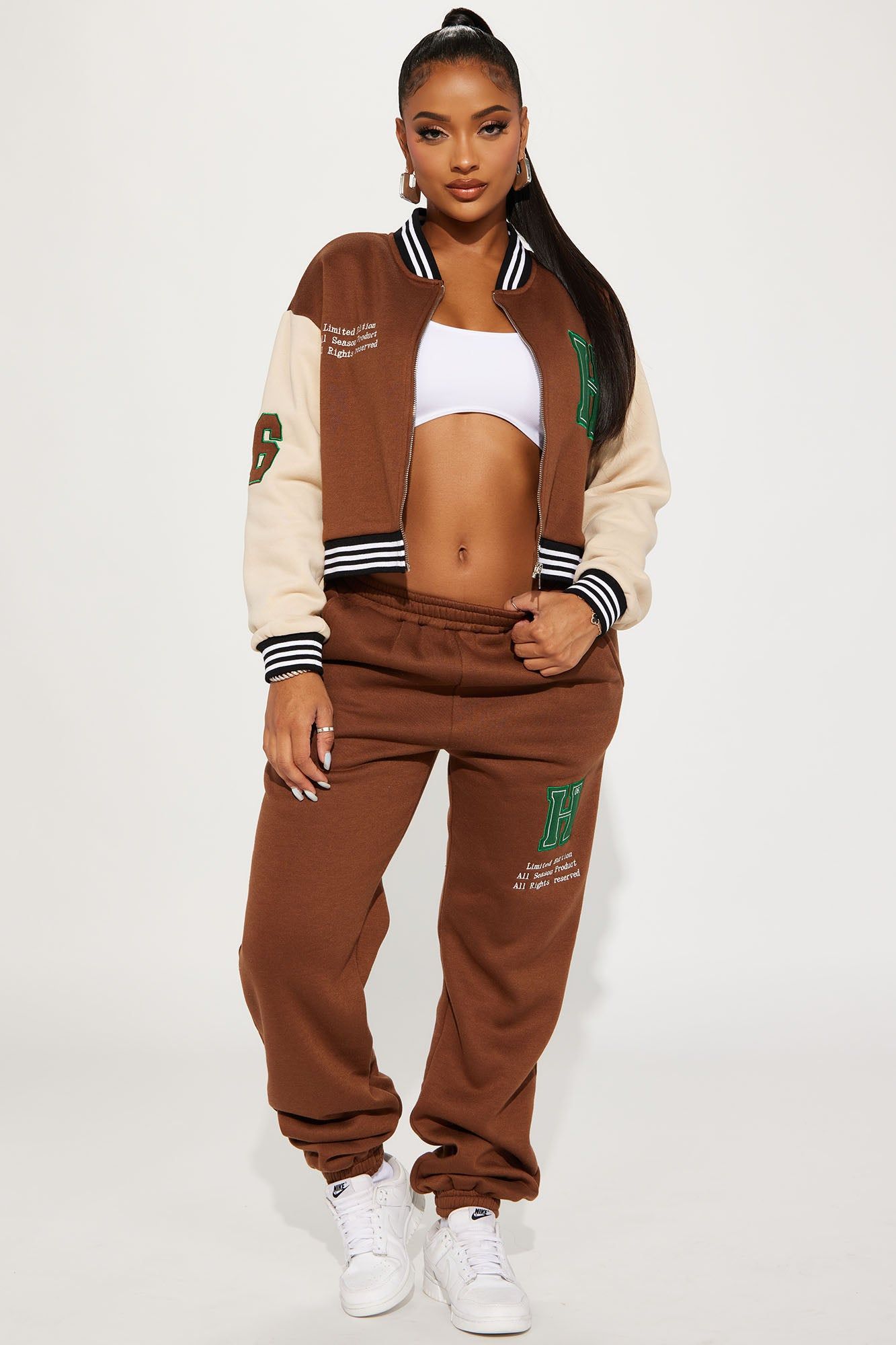 Game Day Jogger Set - Brown/combo sold by Fashion Nova
