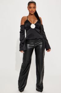 Soft Mood Satin Long Sleeve Cami - Black/White sold by Fashion Nova
