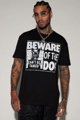Beware Of The Dog Short Sleeve Tee - Black sold by Fashion Nova