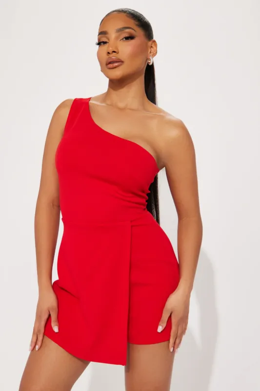 The Reason Is You Romper - Red sold by Fashion Nova