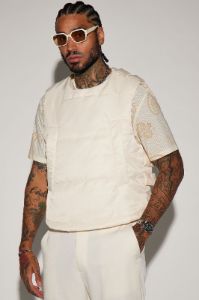 Detroit Velcro Puffer Vest - Cream sold by Fashion Nova