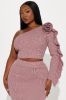 Delicate Flower Sweater Skirt Set - Mauve sold by Fashion Nova