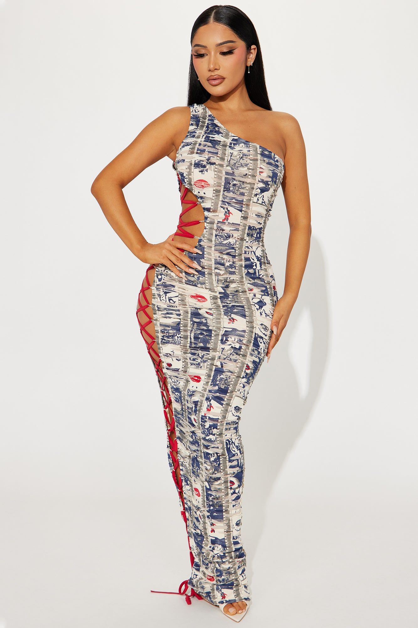 Audrey Distressed Maxi Dress - Multi Color sold by Fashion Nova