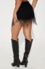 Star Girl Embellished Fringe Micro Mini Skirt - Black Wash sold by Fashion Nova