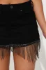 Star Girl Embellished Fringe Micro Mini Skirt - Black Wash sold by Fashion Nova