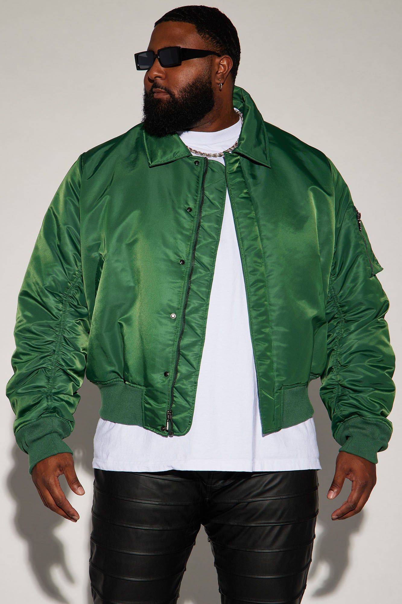 Sweet Spot Collar Bomber Jacket - Hunter sold by Fashion Nova product image thumbnail 5