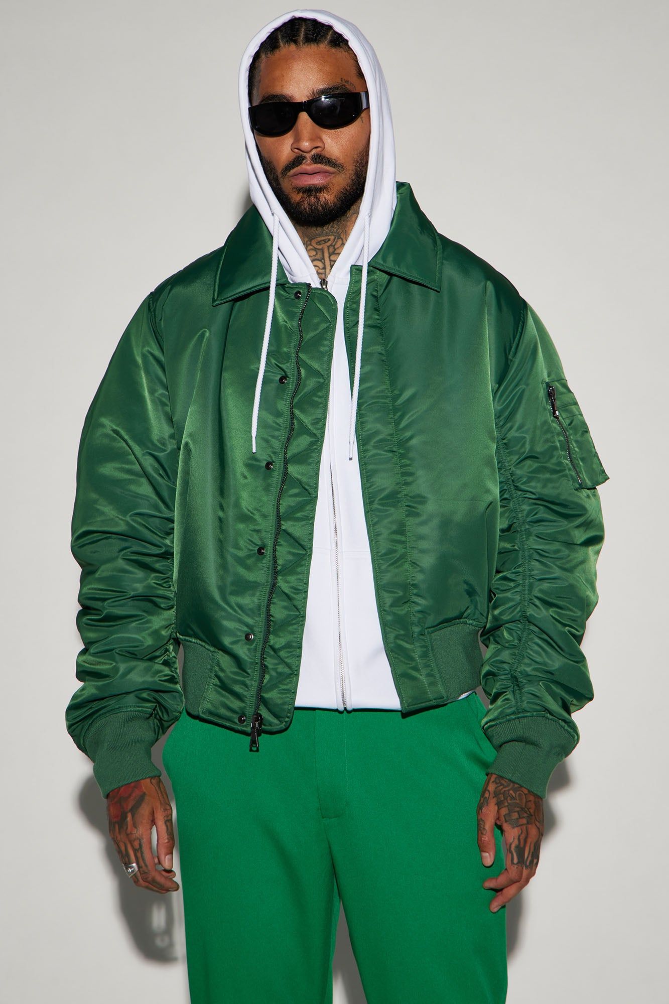 Sweet Spot Collar Bomber Jacket - Hunter sold by Fashion Nova