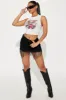 Star Girl Embellished Fringe Micro Mini Skirt - Black Wash sold by Fashion Nova