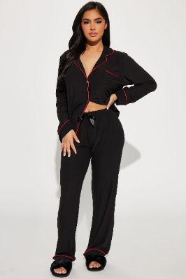 Sweet Heart PJ Pant Set - Black sold by Fashion Nova