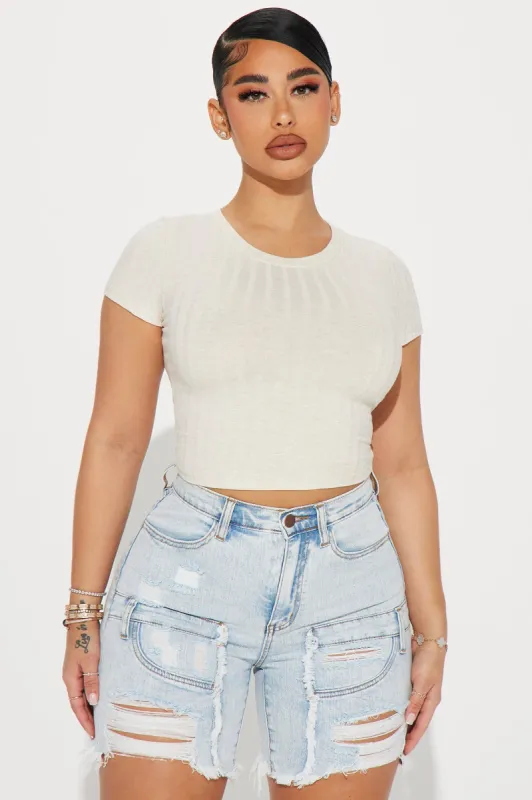 Cora Classic Crew Neck Tee - Oatmeal sold by Fashion Nova