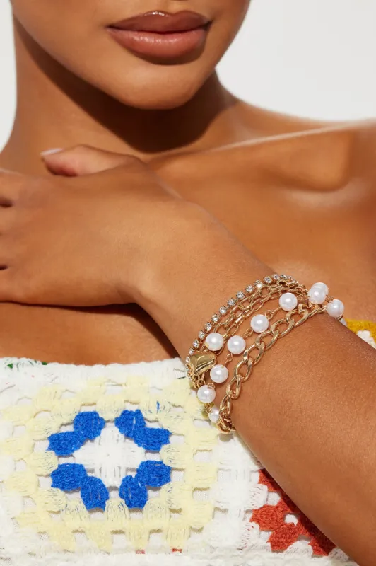 Chained With My Heart 5 Piece Bracelet Set - Gold sold by Fashion Nova