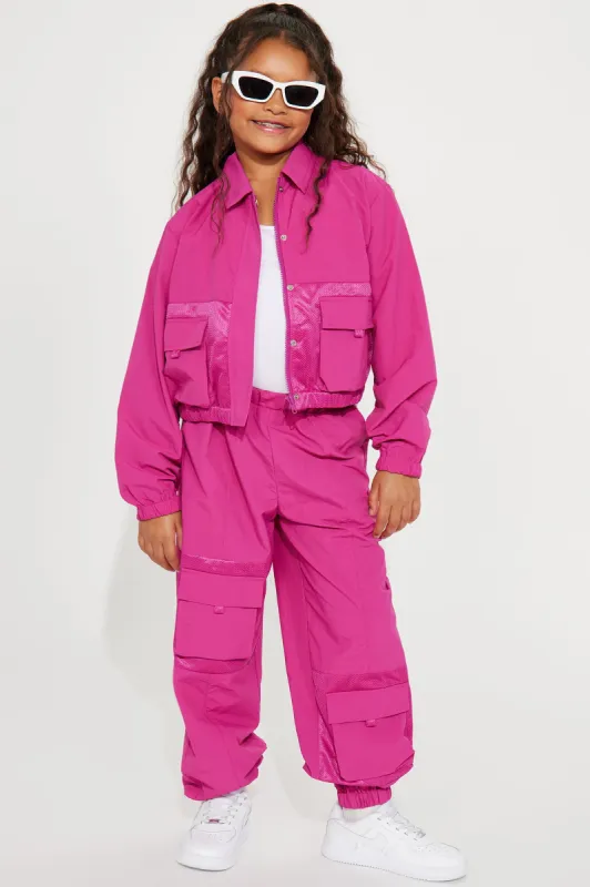 Mini Windy Breaker Pant Set - Fuchsia sold by Fashion Nova