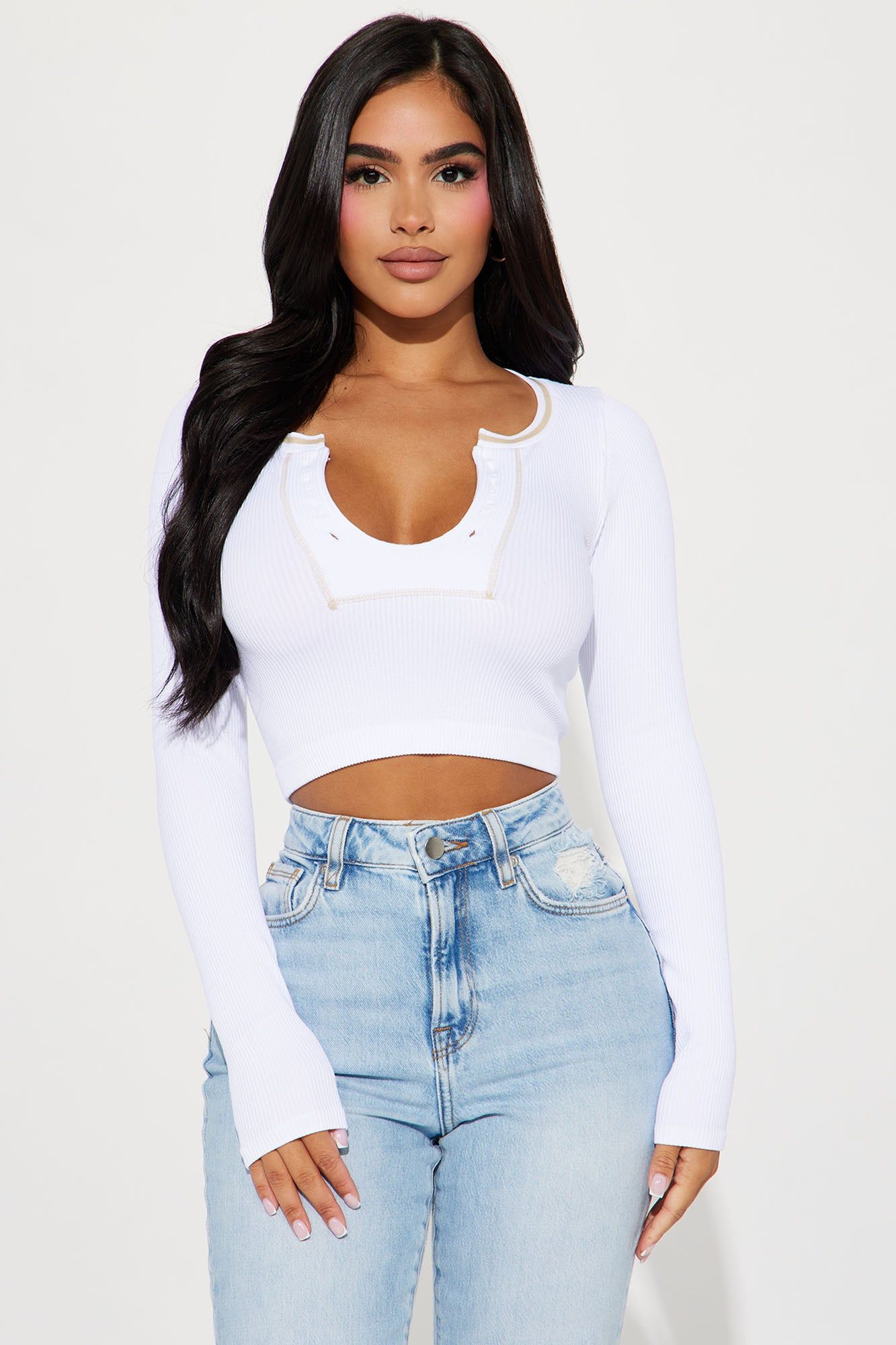 Savannah Seamless Top - White sold by Fashion Nova