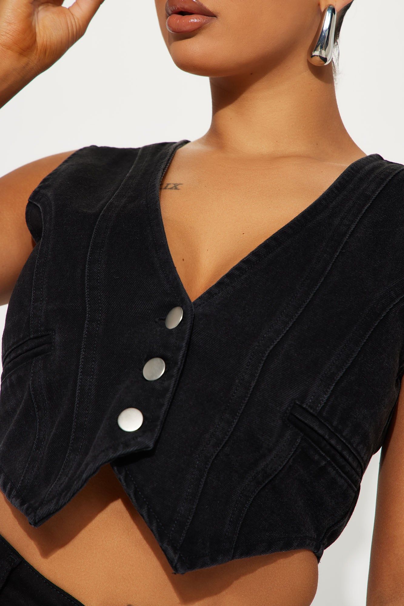 After Dark Denim Vest Top - Black Wash sold by Fashion Nova product image thumbnail 3