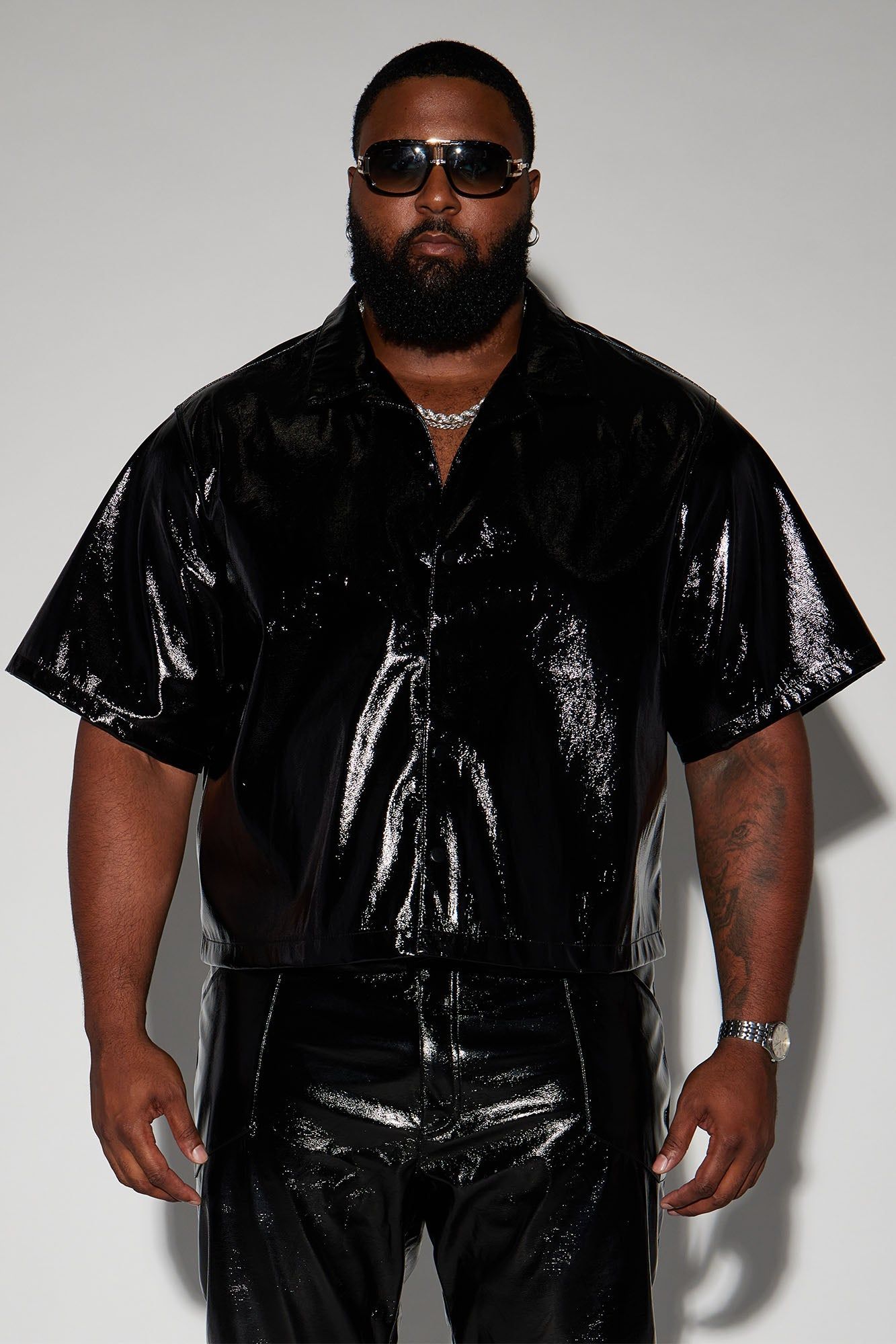 【HI FI FNK】Bill Leather Cropped Shirt Cropped Leather Shirt – JulietIsDead