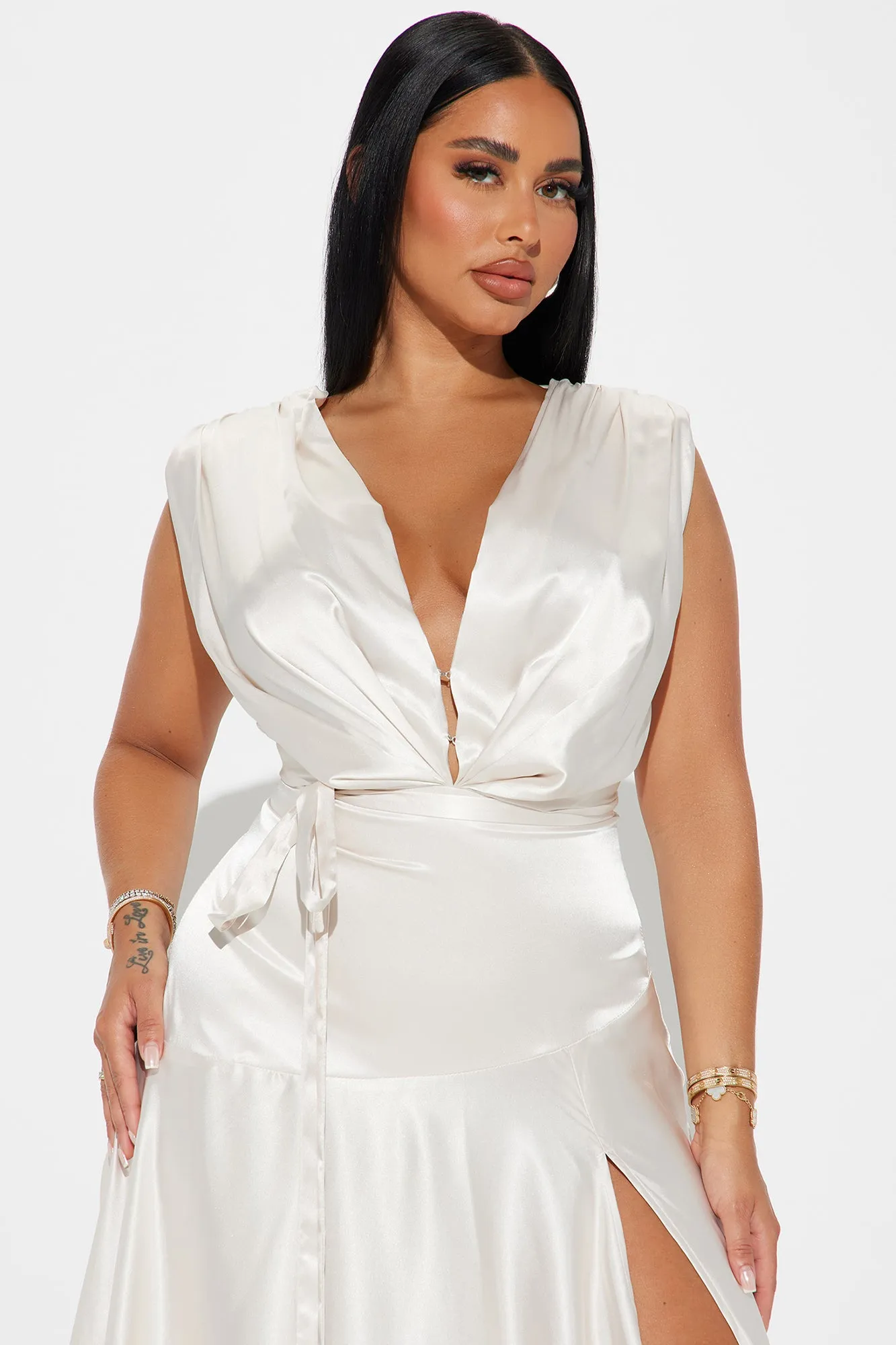Gracing You Satin Maxi Dress - Champagne sold by Fashion Nova product image thumbnail 2