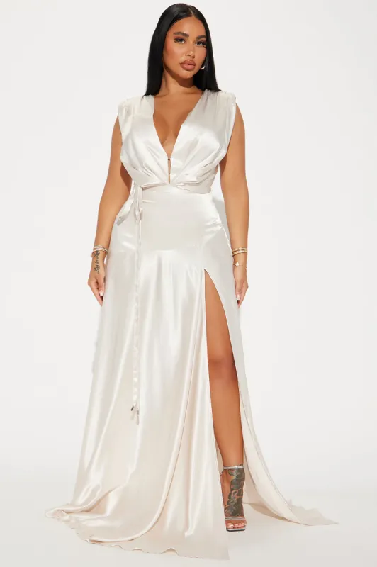 Gracing You Satin Maxi Dress - Champagne sold by Fashion Nova
