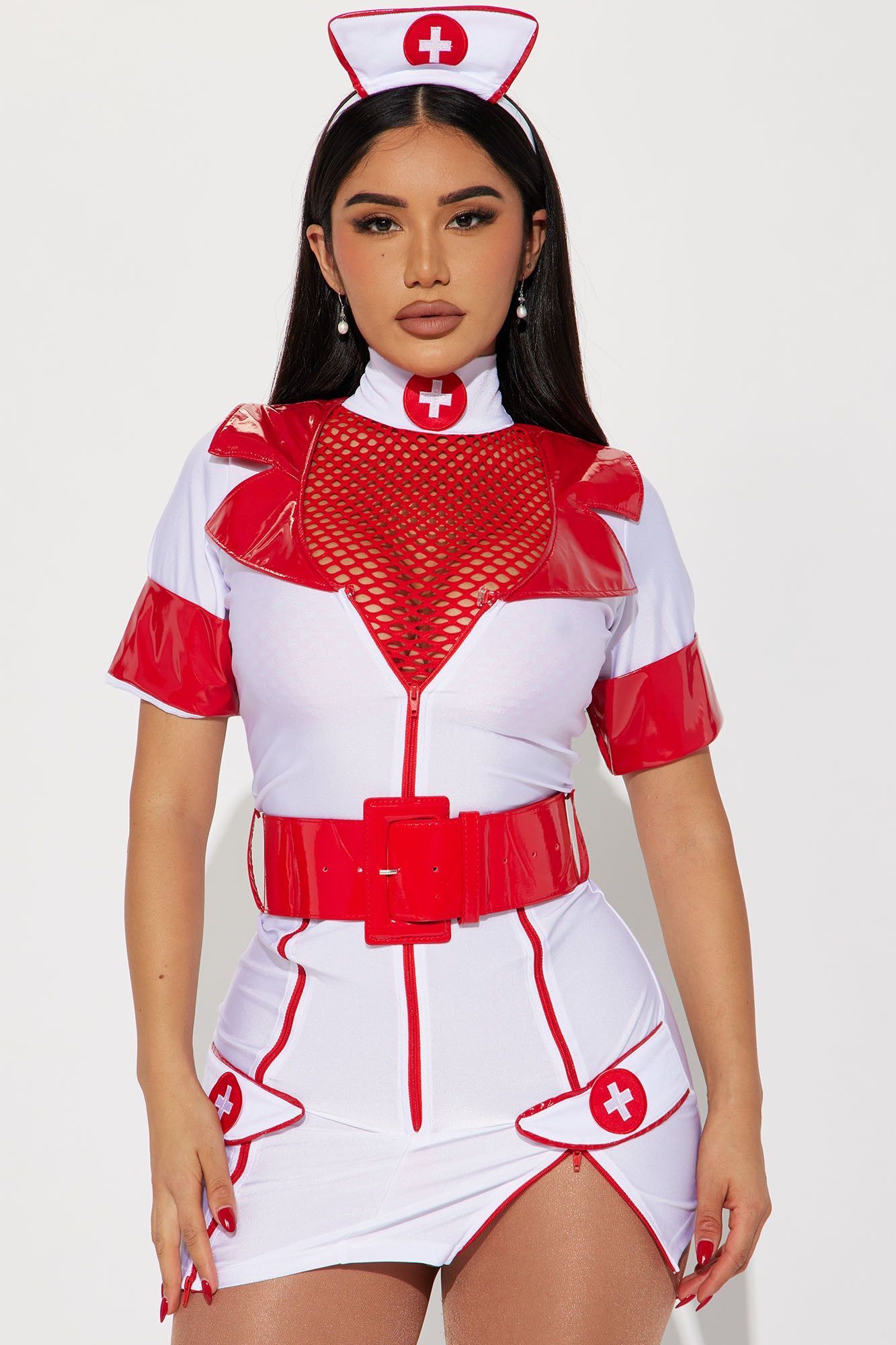 Time For Your Check Up Nurse 3 Piece Costume Set - Red/White sold by Fashion Nova product image thumbnail 2