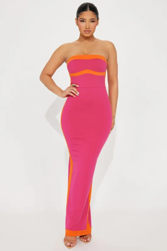 Easy Breezy Maxi Dress - Hot Pink/combo sold by Fashion Nova