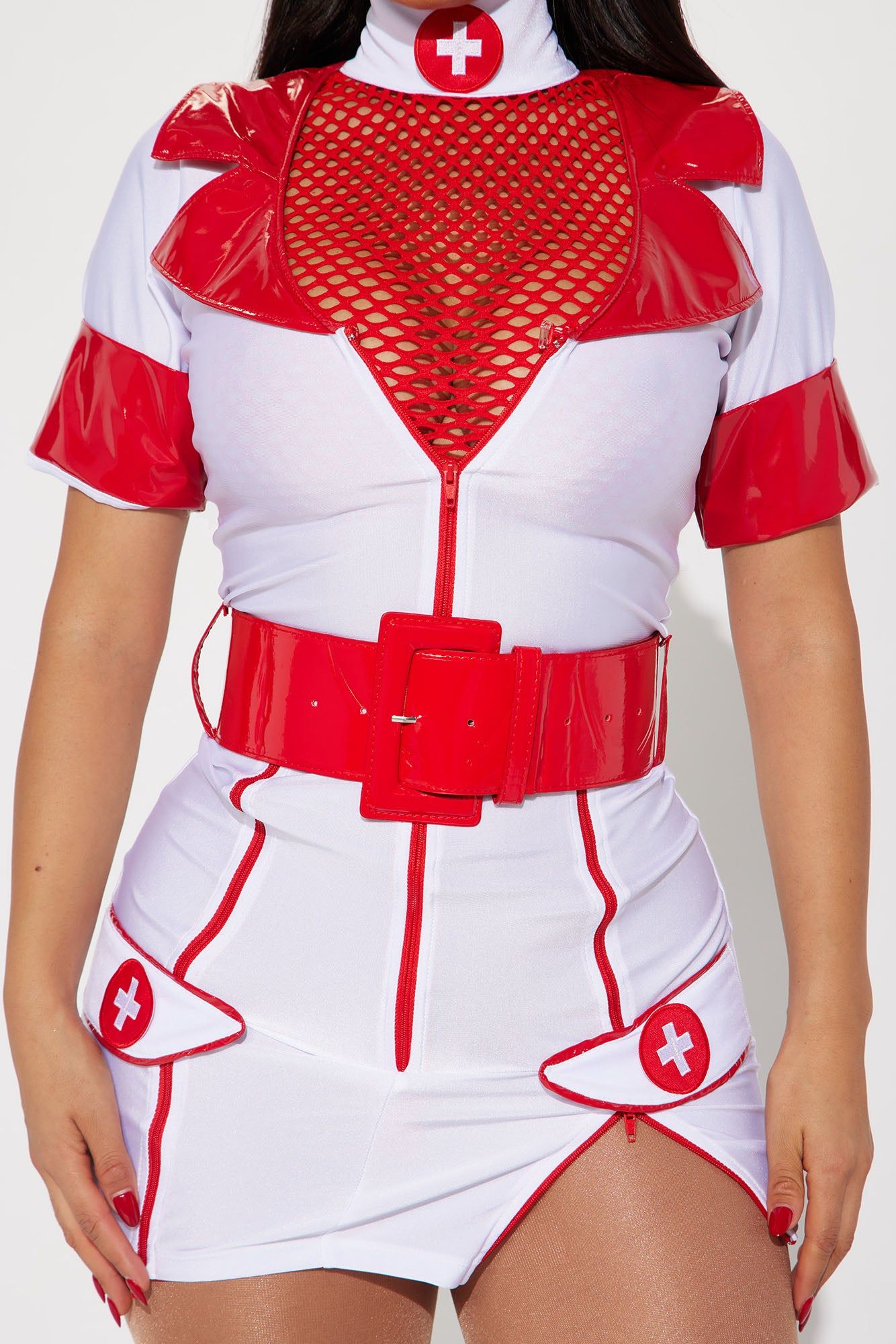 Time For Your Check Up Nurse 3 Piece Costume Set - Red/White sold by Fashion Nova product image thumbnail 3