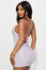 Oh Yes Rhinestone Mesh Mini Dress - Lavender sold by Fashion Nova