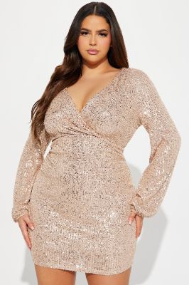 Leslie Sequin Mini Dress - Gold sold by Fashion Nova