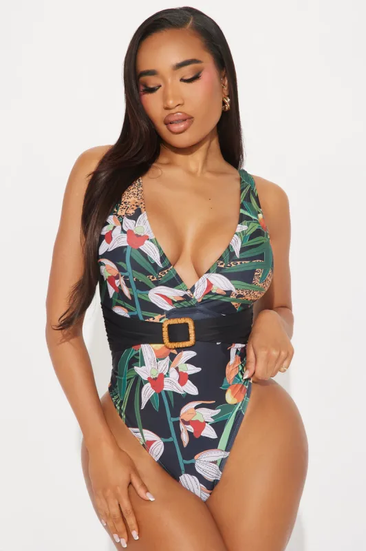 Jungle Resort 1 Piece Swimsuit - Green/combo sold by Fashion Nova