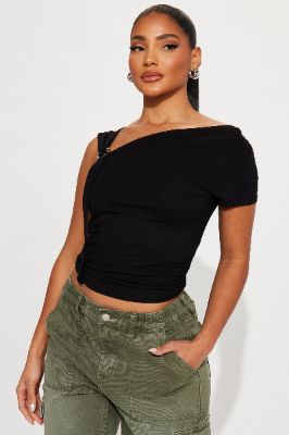 Ren One Shoulder Top - Black sold by Fashion Nova