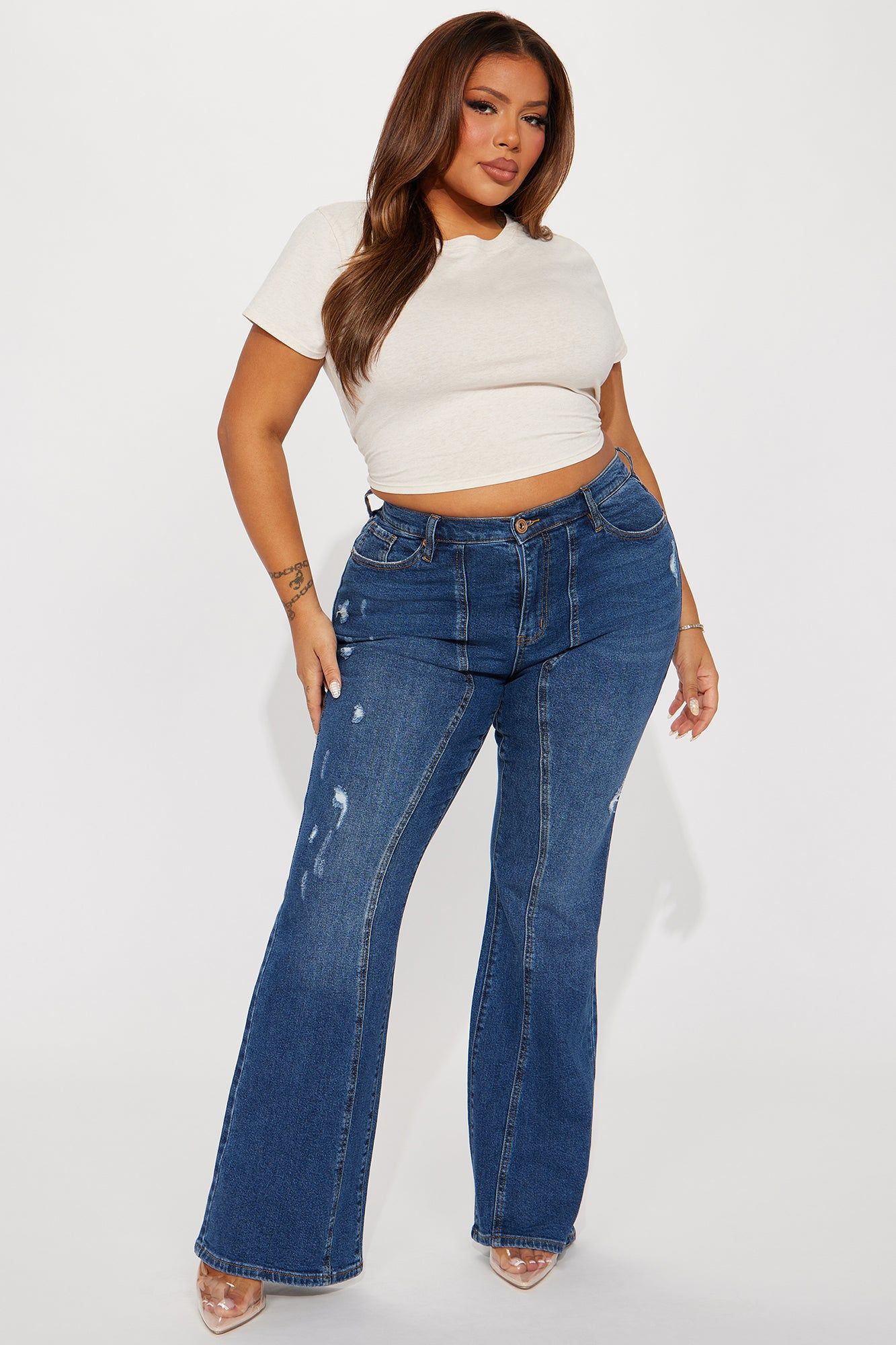 Free Fall Stretch Flare Jean - Medium Wash sold by Fashion Nova product image thumbnail 4