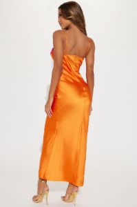 Dreamsicle Satin Maxi Dress - Orange/combo sold by Fashion Nova