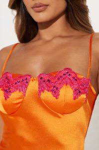 Dreamsicle Satin Maxi Dress - Orange/combo sold by Fashion Nova