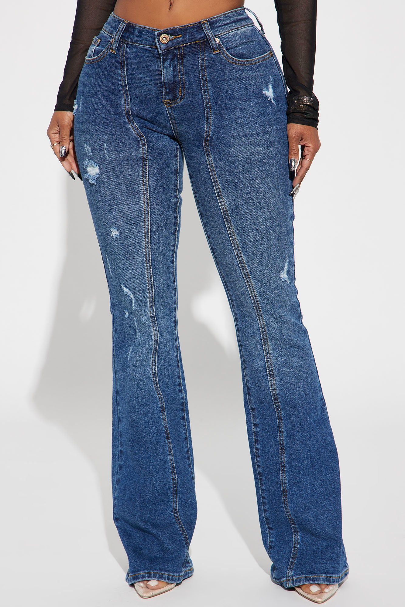 Free Fall Stretch Flare Jean - Medium Wash sold by Fashion Nova product image thumbnail 2