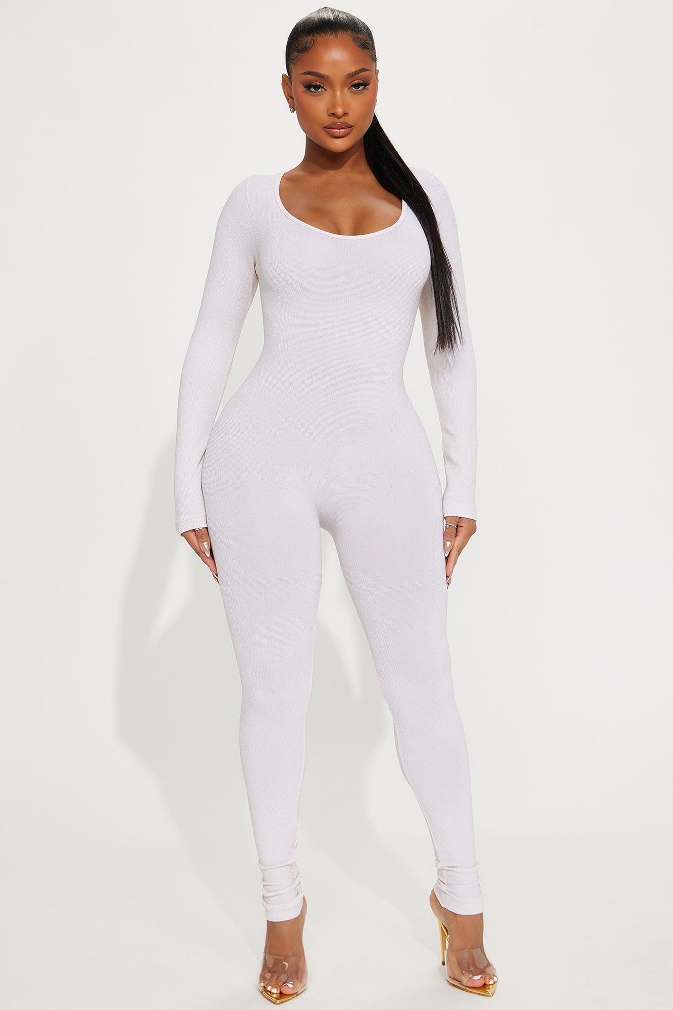 Dominique Metallic Seamless Jumpsuit - Champagne sold by Fashion Nova