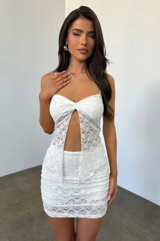 Tia Lace Skirt Set - White sold by Fashion Nova