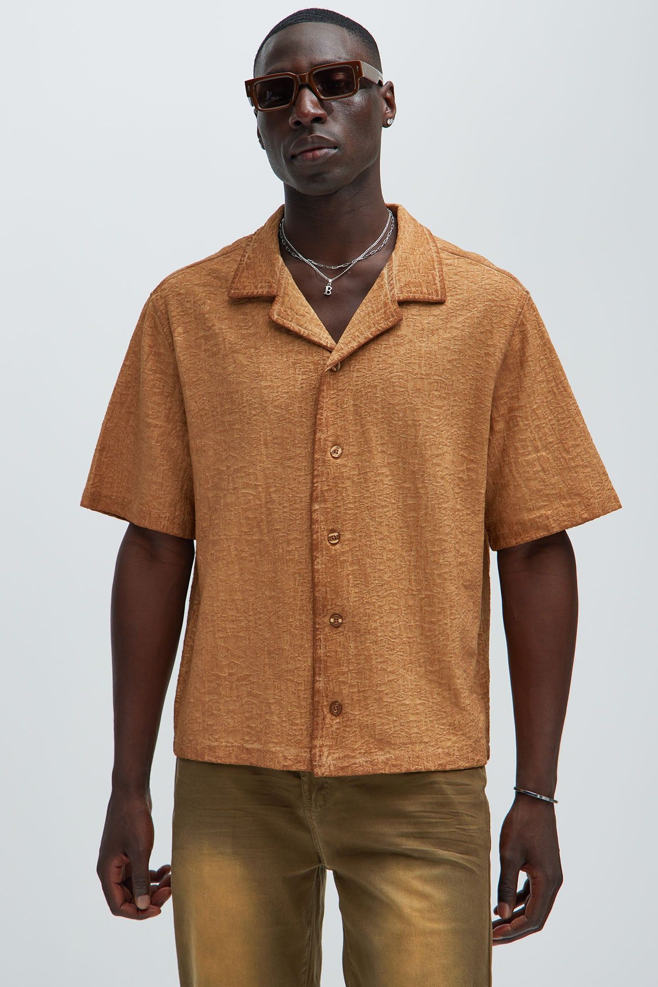 Calvin Washed Shirt - Brown sold by Fashion Nova