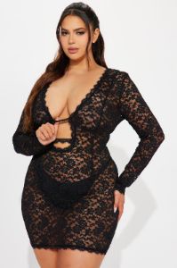 Victoria Lace Mini Dress - Black sold by Fashion Nova