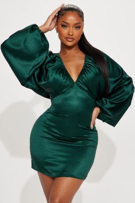 Shannon Satin Mini Dress - Hunter sold by Fashion Nova