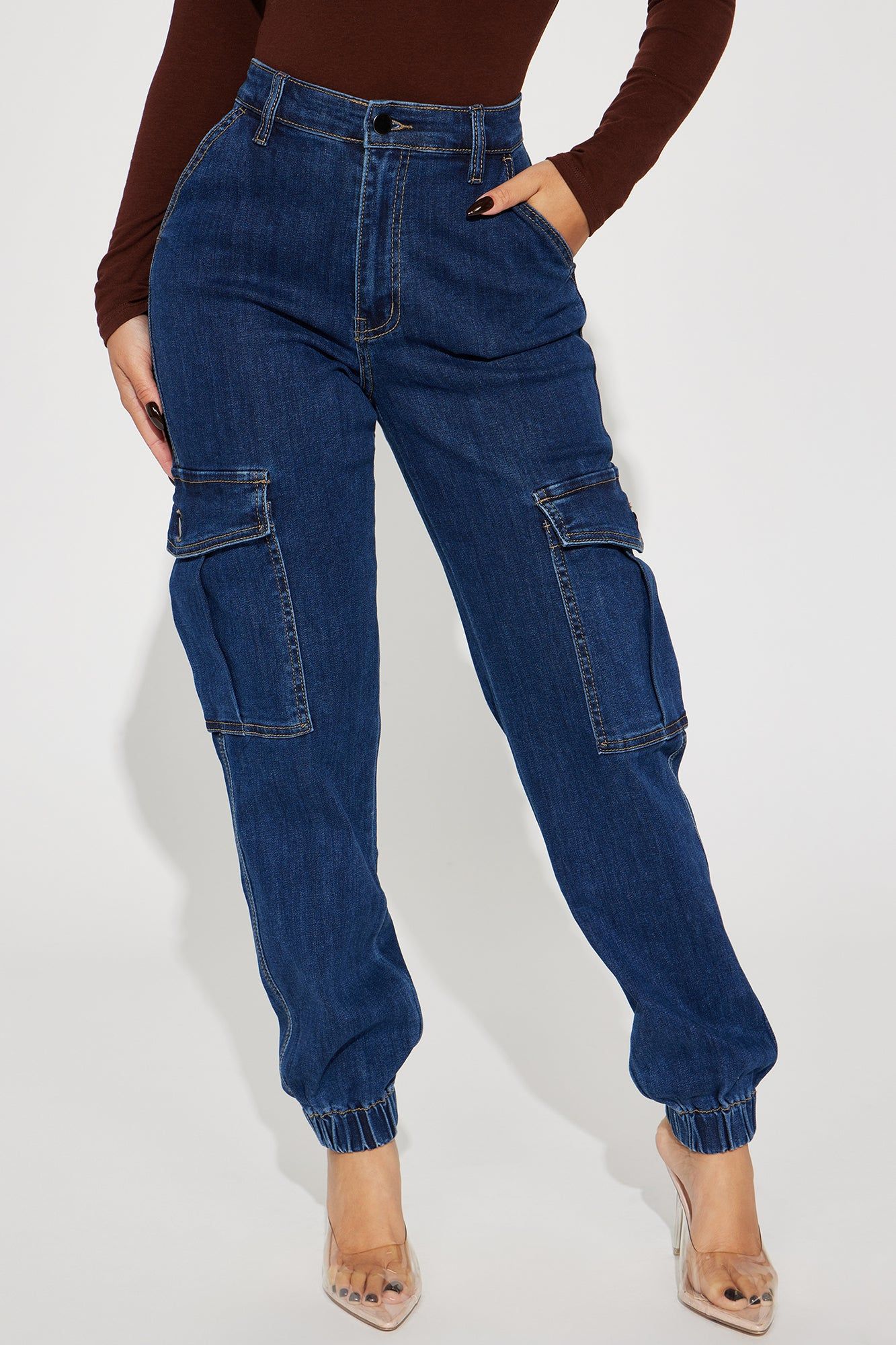 Sienna Stretch Cargo Jogger Jeans - Dark Wash sold by Fashion Nova