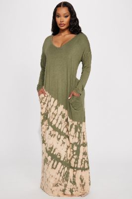 Alana Tie Dye Maxi Dress - Olive sold by Fashion Nova